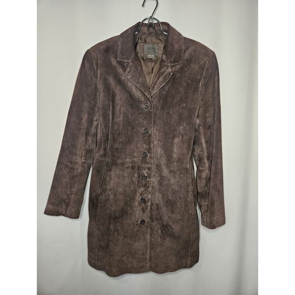 Women’s Genuine Suede Leather Long Jacket from Outfit Leather - Women’s Size 8 - Picture 1 of 11